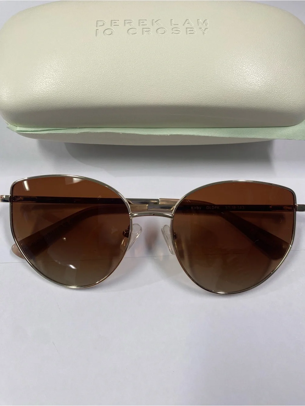 NWT Derek Lam 10 Crosby Kirby Gold Aviator Sunglasses Brown Gradient w/ Case